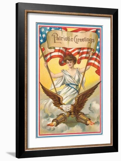 Patriotic Greetings, Columbia and Eagle-null-Framed Premium Giclee Print