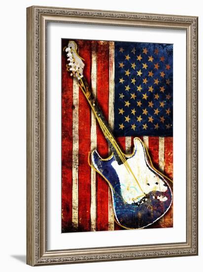 Patriotic Guitar-Jace Grey-Framed Art Print