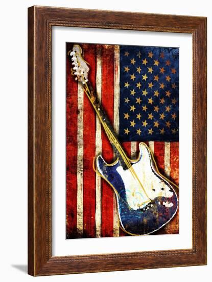 Patriotic Guitar-Jace Grey-Framed Art Print