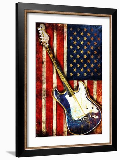 Patriotic Guitar-Jace Grey-Framed Art Print