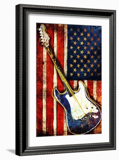 Patriotic Guitar-Jace Grey-Framed Art Print