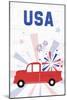 Patriotic Truck-Anna Quach-Mounted Art Print