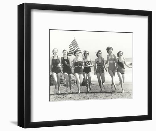 Patriotic Women at the Beach-Everett Collection-Framed Photographic Print