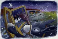 Animals and Noe's Ark during the Deluge, Illustration by Patrizia La Porta.-Patrizia La Porta-Giclee Print
