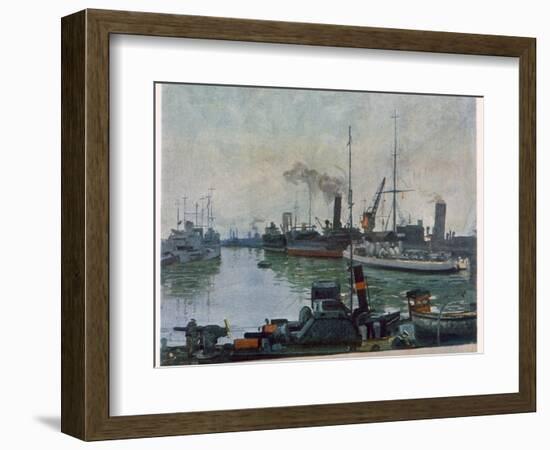 Patrol Boats, from British Artists at the Front, Continuation of the Western Front, 1918 (Colour Li-John Lavery-Framed Giclee Print