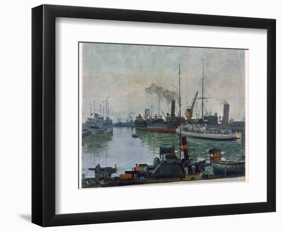 Patrol Boats, from British Artists at the Front, Continuation of the Western Front, 1918 (Colour Li-John Lavery-Framed Giclee Print
