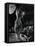 Patron at Stage-Side Table Looks Appraisingly at Tall Show Girl Standing at Edge of Stage-Gjon Mili-Framed Premier Image Canvas