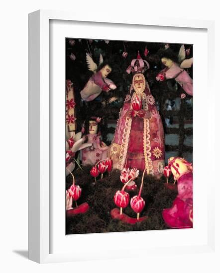 Patron Saint the Virgin of Solitude, Carved Radishes at the Noche de los Rabanos Festival, Mexico-Judith Haden-Framed Photographic Print