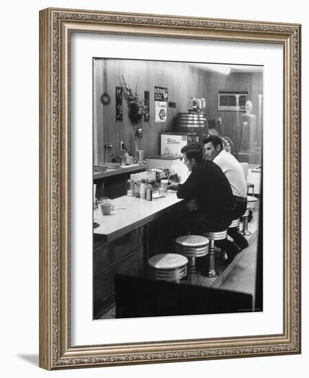 Patrons at Counter in Roadside Diner-John Loengard-Framed Photographic Print