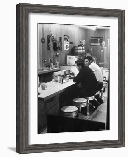 Patrons at Counter in Roadside Diner-John Loengard-Framed Photographic Print