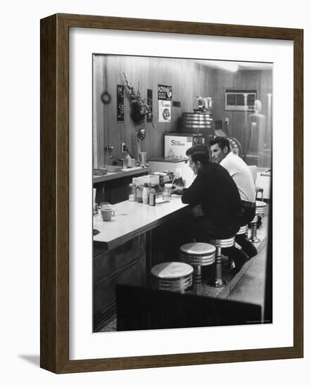 Patrons at Counter in Roadside Diner-John Loengard-Framed Photographic Print