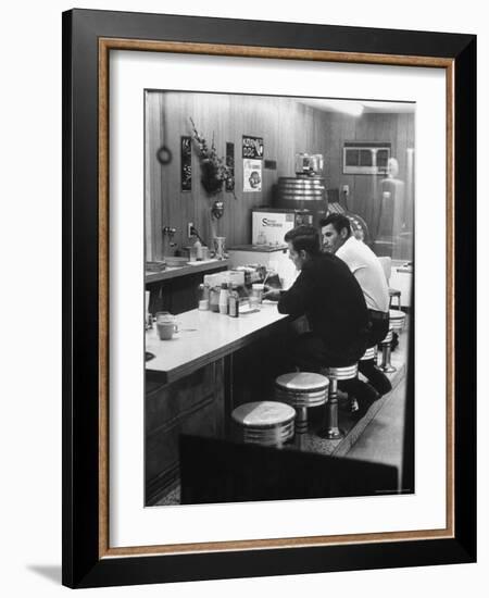 Patrons at Counter in Roadside Diner-John Loengard-Framed Photographic Print