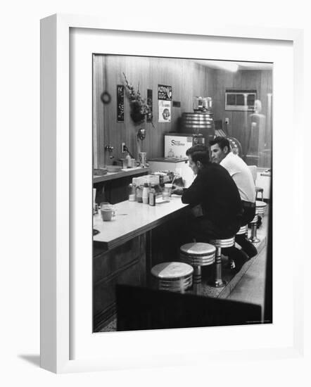 Patrons at Counter in Roadside Diner-John Loengard-Framed Photographic Print