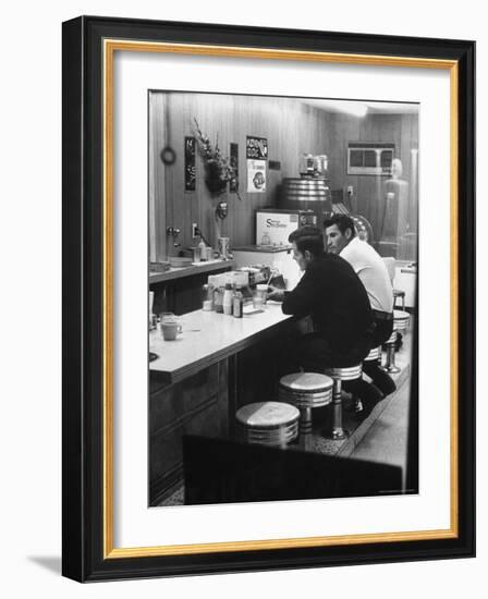 Patrons at Counter in Roadside Diner-John Loengard-Framed Photographic Print