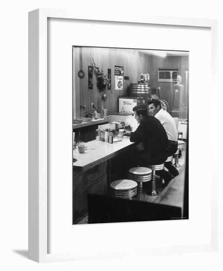 Patrons at Counter in Roadside Diner-John Loengard-Framed Photographic Print