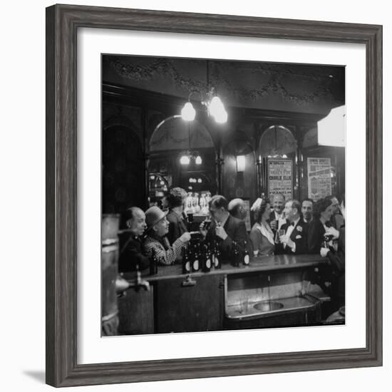 Patrons Drinking and Chatting at the Bar of a Music Hall-Ralph Morse-Framed Photographic Print