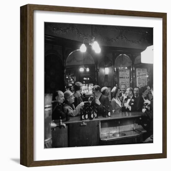 Patrons Drinking and Chatting at the Bar of a Music Hall-Ralph Morse-Framed Photographic Print