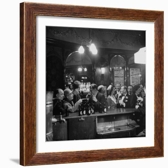 Patrons Drinking and Chatting at the Bar of a Music Hall-Ralph Morse-Framed Photographic Print