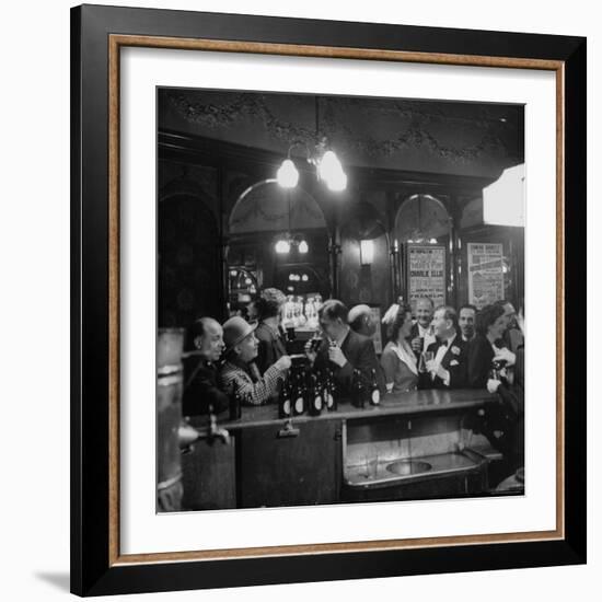 Patrons Drinking and Chatting at the Bar of a Music Hall-Ralph Morse-Framed Photographic Print