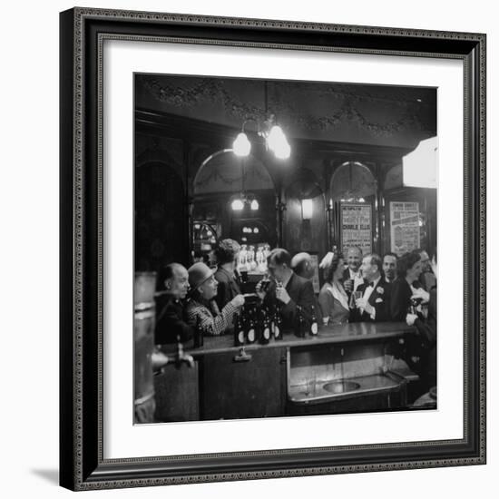 Patrons Drinking and Chatting at the Bar of a Music Hall-Ralph Morse-Framed Photographic Print