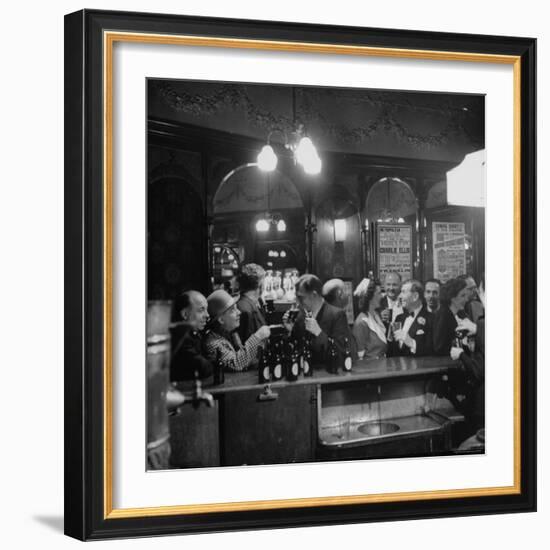 Patrons Drinking and Chatting at the Bar of a Music Hall-Ralph Morse-Framed Photographic Print