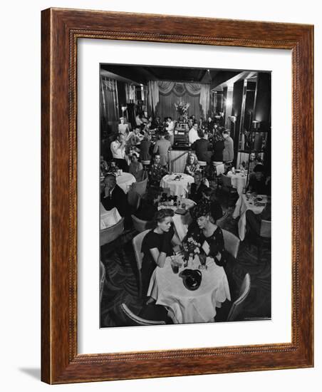 Patrons Enjoying Bar and Lounge at the Stork Club-Alfred Eisenstaedt-Framed Photographic Print