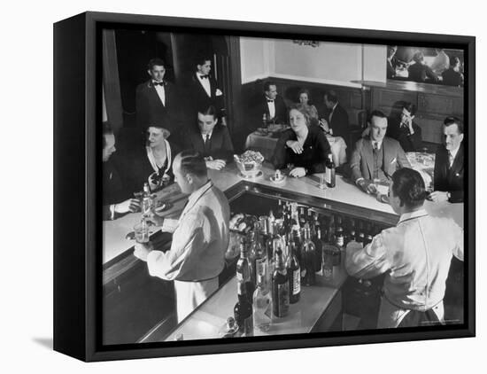 Patrons Enjoying the Ambiance at This Popular Speakeasy, a Haven For Drinkers During Prohibition-Margaret Bourke-White-Framed Premier Image Canvas