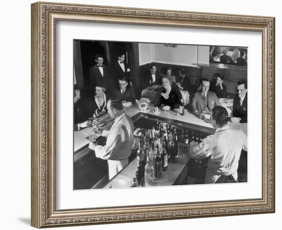 Patrons Enjoying the Ambiance at This Popular Speakeasy, a Haven For Drinkers During Prohibition-Margaret Bourke-White-Framed Photographic Print