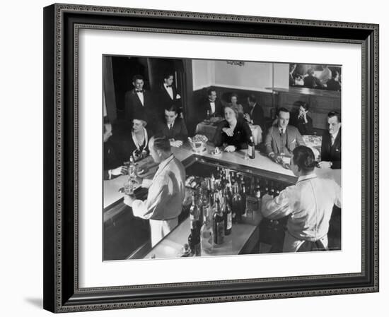 Patrons Enjoying the Ambiance at This Popular Speakeasy, a Haven For Drinkers During Prohibition-Margaret Bourke-White-Framed Photographic Print