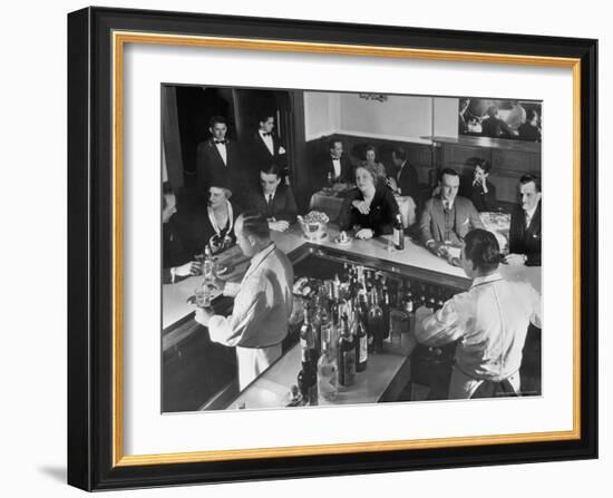 Patrons Enjoying the Ambiance at This Popular Speakeasy, a Haven For Drinkers During Prohibition-Margaret Bourke-White-Framed Photographic Print