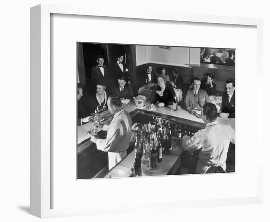 Patrons Enjoying the Ambiance at This Popular Speakeasy, a Haven For Drinkers During Prohibition-Margaret Bourke-White-Framed Photographic Print