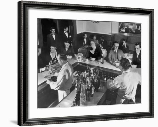 Patrons Enjoying the Ambiance at This Popular Speakeasy, a Haven For Drinkers During Prohibition-Margaret Bourke-White-Framed Photographic Print