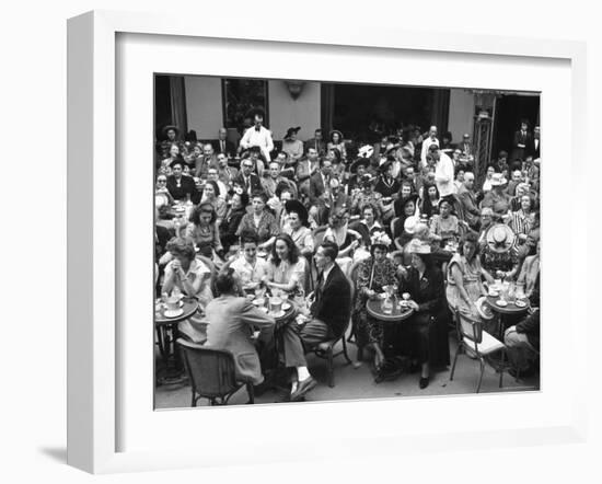 Patrons of a Sidewalk Cafe at Corner of Rond Point de Champs Elysees and Avenue Matignon-Yale Joel-Framed Photographic Print