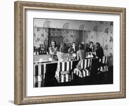 Patrons Touching Up Makeup Powder Room of the Stork Club-Alfred Eisenstaedt-Framed Photographic Print