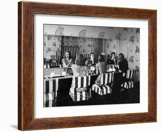Patrons Touching Up Makeup Powder Room of the Stork Club-Alfred Eisenstaedt-Framed Photographic Print