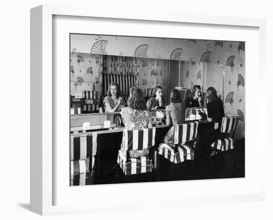 Patrons Touching Up Makeup Powder Room of the Stork Club-Alfred Eisenstaedt-Framed Photographic Print