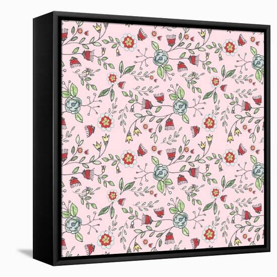 Pattern 30's Style Flowers-Effie Zafiropoulou-Framed Premier Image Canvas
