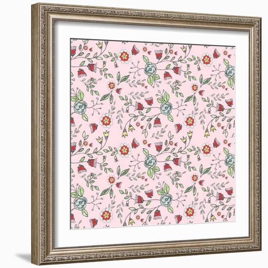 Pattern 30's Style Flowers-Effie Zafiropoulou-Framed Giclee Print