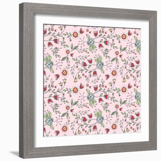 Pattern 30's Style Flowers-Effie Zafiropoulou-Framed Giclee Print