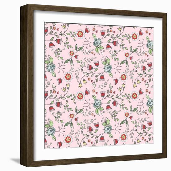 Pattern 30's Style Flowers-Effie Zafiropoulou-Framed Giclee Print