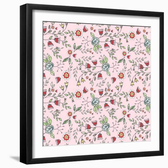 Pattern 30's Style Flowers-Effie Zafiropoulou-Framed Giclee Print