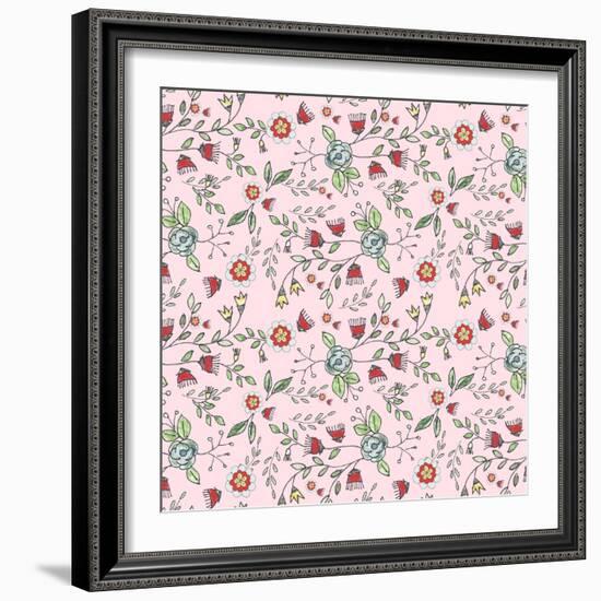 Pattern 30's Style Flowers-Effie Zafiropoulou-Framed Giclee Print