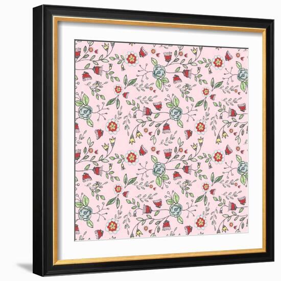 Pattern 30's Style Flowers-Effie Zafiropoulou-Framed Giclee Print