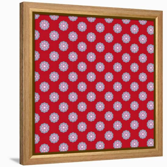 Pattern Blue Rosette on Wine Red-Effie Zafiropoulou-Framed Premier Image Canvas