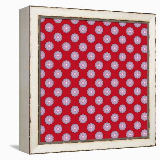 Pattern Blue Rosette on Wine Red-Effie Zafiropoulou-Framed Premier Image Canvas