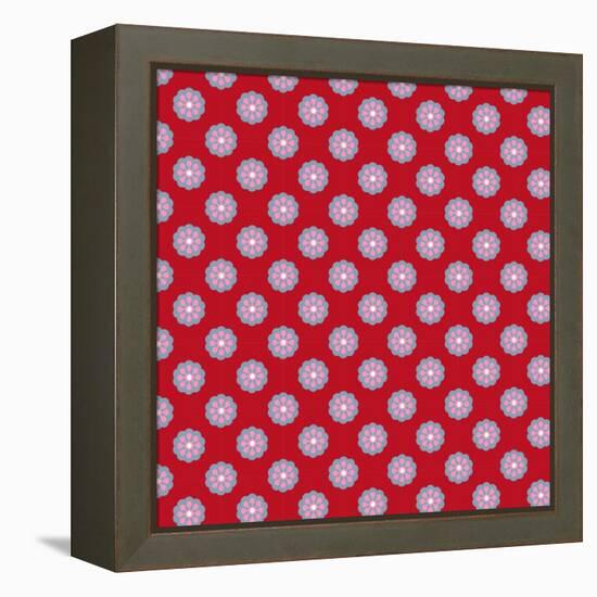 Pattern Blue Rosette on Wine Red-Effie Zafiropoulou-Framed Premier Image Canvas