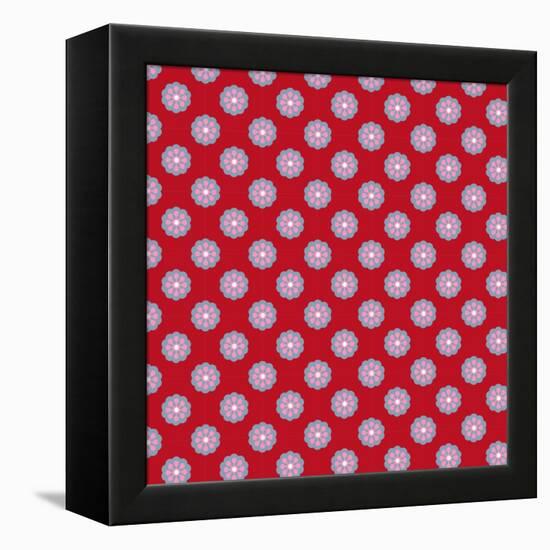 Pattern Blue Rosette on Wine Red-Effie Zafiropoulou-Framed Premier Image Canvas