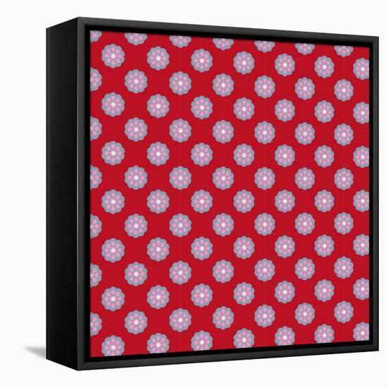 Pattern Blue Rosette on Wine Red-Effie Zafiropoulou-Framed Premier Image Canvas