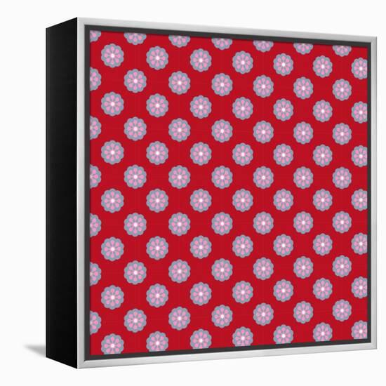 Pattern Blue Rosette on Wine Red-Effie Zafiropoulou-Framed Premier Image Canvas