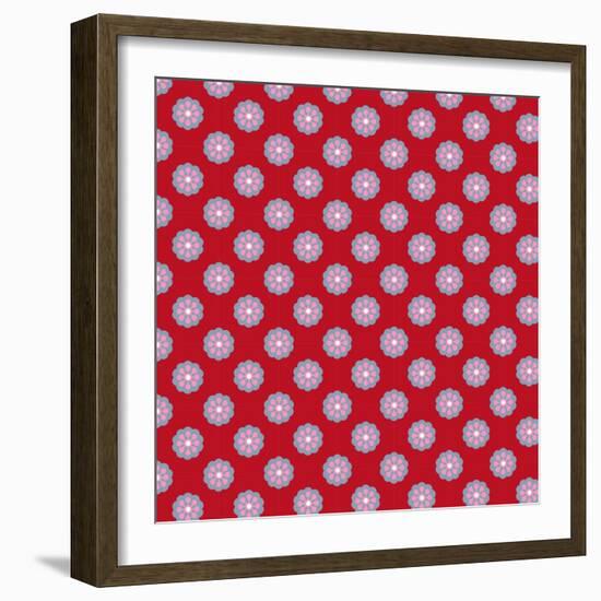 Pattern Blue Rosette on Wine Red-Effie Zafiropoulou-Framed Giclee Print